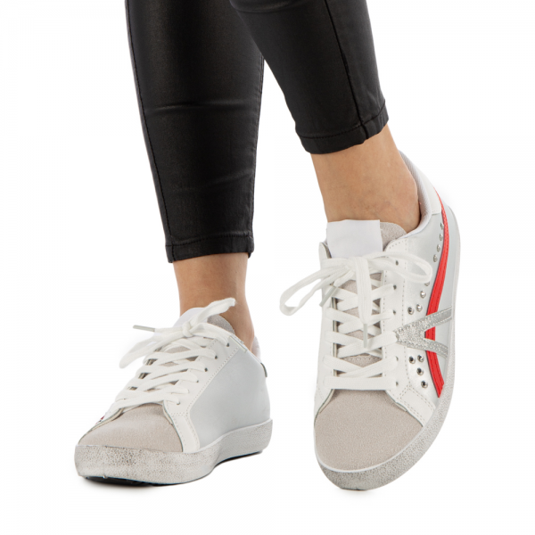 Γυναικεία αθλητικά παπούτσια  Seran λευκά με ασήμι - Kalapod.gr